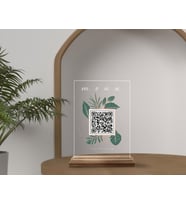 BK Gift Restoran & Cafe & Barlara Özel Ahşap Standlı Pleksi QR Kod Menü, Cafe&Bar için QR kodlu Tabela, QR kodlu Masa Dekoru - 10 ADET (Model 2)