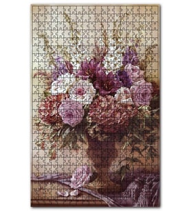 Cakapuzzle Mermer Vazo İçindeki Karışık Çiçekler Puzzle Yapboz MDF (Ahşap) (500 Parça)