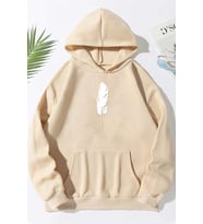 Unisex Tüy Baskılı Sweatshirt (Bej)