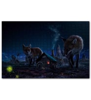 Cakapuzzle Kulübe ve Etrafında Dev Tilkiler  Puzzle Yapboz MDF (Ahşap) (255 Parça)