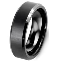 6mm Köşeli Fırçalanmış Mat Düz Unisex Çelik Alyans Yüzük (Siyah) cl47