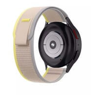 Samsung Galaxy Watch Gear S2 3 41 42 Active 2 40 44 mm Kordon Çırt Çırt Naylon B (Beyaz-Sarı)