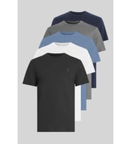 Unisex Tişört Çok Renkli Standart Kesim Bisiklet Yaka %100 Pamuk 5'li Tişört Paketi (Açık Mavi)