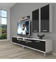 Decoraktiv Eko 5200D Slm Krom Ayaklı Tv Ünitesi Tv Sehpası (Siyah - Beyaz)