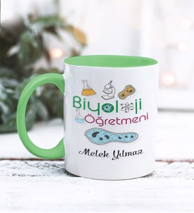 Biyoloji Öğretmeni Tasarımlı Kişiye Özel Kupa Bardak (Yeşil)