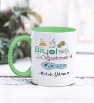 Biyoloji Öğretmeni Tasarımlı Kişiye Özel Kupa Bardak (Yeşil)