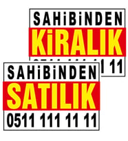 Sahibinden Satılık - Kiralık Branda Afiş (Ölçü Seçenekli) (Siyah-Kırmızı)