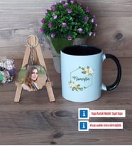 Doğum Günü Hediyesi Kupa Bardak Beyaz ve Fotoğraflı Ahşap Anahtarlık Hediye (Model 11)