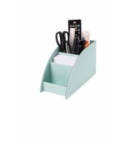 Masaüstü Deri Kalemlik Kumandalık Organizer 4 Gözlü Desktop Organizer Rainbow Vegan 10x21,5x12,5 cm (Su Yeşili)