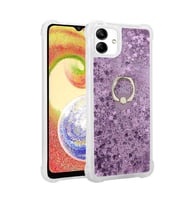 Galaxy A04 Kılıf Zore Milce Simli Pullu Yüzüklü Kılıf (Mor)