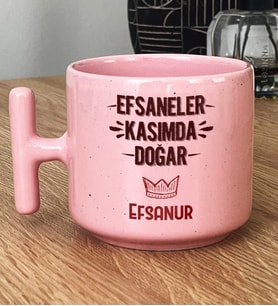 Kişiye Özel Efsaneler Kasımda Doğar Hediye Pastel T Kupa Doğum Günü Hediyesi (Pembe)