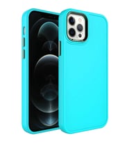 Uyumlu Model Apple iPhone 12 Pro Max Kılıf Kamera Çerçeveli Arka Kısmı Temizlenebilir Kapak (Turkuaz)