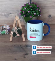 Kız Kardeş Kupa Bardak Beyaz ve Fotoğraflı Ahşap Anahtarlık Hediye (Model 3)