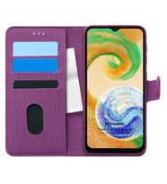 Microsonic Samsung Galaxy A04 Kılıf Fabric Book Wallet Siyah (Mor)