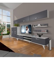 Decoraktiv Eko 8 Mdf Dvd Retro Tv Ünitesi Tv Sehpası (Beyaz - Antrasit)