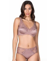 Le Jardin 5035-B Desteksiz-Balenli Soft Kaplı Dantel Geniş Askı Sütyen Takımı (Vizon Parçalı)