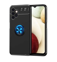 Galaxy A13 4G Kılıf Zore Ravel Yüzüklü Silikon Kılıf (Siyah-Mavi)