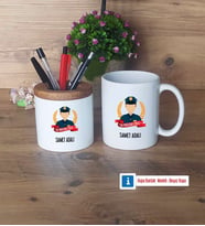 Erkek Polis Kalemlik, Kupa Bardak T Kişiye Özel Hediye (Model 4)