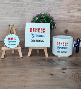 Rehber Öğretmeni Hediye Seti Kupa Bardak T Kulplu, Dekoratif Taş, Anahtarlık Öğretmenler Günü Hediyesi (Model 2)