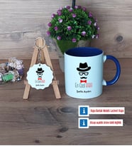 En Cool Baba Kupa Bardak Kırmızı ve Ahşap Anahtarlık Hediye Babaya Hediye (Model 2)
