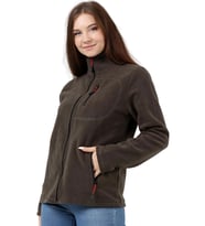 Store Kadın Polar Tam Fermuarlı Outdoor 3 Cepli Spor Polar Ceket (Haki)