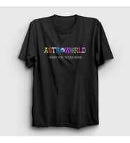 Presmono Unisex Sarı Astroworld V4 Travis Scott T-Shirt 44576tt (Siyah)
