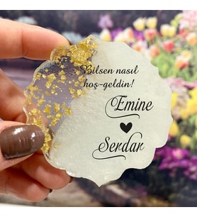 Epoksi Magnet Hediyelik - ETİKET DEĞİLDİR!! - Düğün, Söz, Nikah, Nişan Hatırası (Gold)