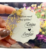 Epoksi Magnet Hediyelik - ETİKET DEĞİLDİR!! - Düğün, Söz, Nikah, Nişan Hatırası (Gold)