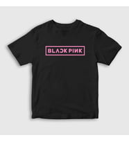 Presmono Unisex Çocuk Beyaz Logo Blackpink T-Shirt 19740tt (Siyah)