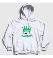 Presmono Unisex Beyaz Backgammon Master Tavla Ustası Oyun V2 Kapüşonlu Sweatshirt 417380tt (Beyaz)