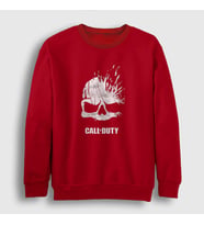 Presmono Unisex Beyaz Skull Call Of Duty Sweatshirt 27316tt (Kırmızı)