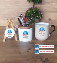 Uluslararası İlişkiler Uzmanı Hediye Sepeti Kalemlik, Kupa Bardak Sihirli, Ahşap Anahtarlık Hediye (Model 2)