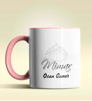 Kişiye Özel Mimar 2 Tasarımlı Turuncu Kupa Bardak (Pembe)