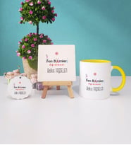 Fen Bilimleri Öğretmeni Kupa Bardak Lacivert Dekoratif Taş Baskı Anahtarlık (Model 4)
