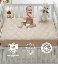 Formeya %100 Pamuk Kapitone Fitted Su Sıvı Geçirmez Bebek-Çocuk Alezi, Park Yatak Beşik Yatak Alezi (Kahverengi)