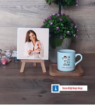 En İyi Diş Hekimi Fotoğraflı Dekoratif Taş, Ahşap Altlıklı Türk Kahvesi Fincanı Hediye (Model 1)