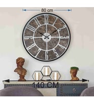Markakanvas Siyah Metal Kasalı Mermer Desenli  Duvar Saati  ( Çap 50 cm -Çap 80 cm ) (Gri)
