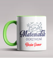 Kişiye Özel Matematik Öğretmeni Tasarımlı Siyah Renk Kupa 8 (Yeşil)