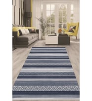 Dijital Kaymaz Taban Yıkanabilir Modern Renkli Salon Halısı Mutfak Halısı Yolluk ND-HT-1002 (Lacivert)