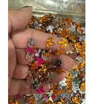 1 CM 50 GR PARLAK ÇİÇEK YAAPRAK DELİKLİ BONCUK OYA YAZMA PULU YAZMA BONCUĞU (Turuncu)