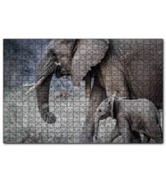 Cakapuzzle Yetişkin Fil ve Yavrusu  Puzzle Yapboz MDF (Ahşap) (1000 Parça)