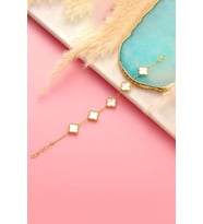 VAN CLEEF BİLEKLİK GOLD RENK YONCA BİLEKLİK RENKLİ TAŞLI 925 AYAR GÜMÜŞ BİLEKLİK (Beyaz)