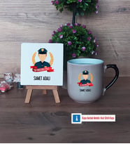 Erkek Polis Dekoratif Taş, Kupa Bardak Kırmızı Hediye (Model 9)