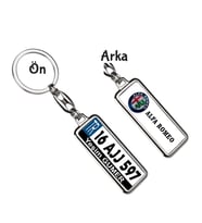 Kişiye Özel Plaka Metal Anahtarlık   Alfa Romeo Logo (Gümüş)
