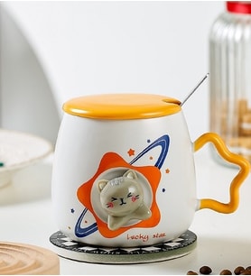 420ml Sevimli Karikatür Kabartmalı Ayıcık Isıya Dayanıklı Kupa&Meşrubat Bardağı (Beyaz)