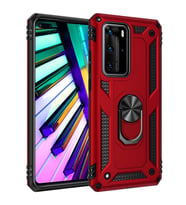 Huawei P40 Pro Kılıf Yüzüklü Zırh Tank Vega (Kırmızı)