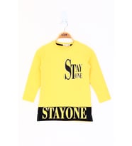 Toontoy Kız Çocuk Stay One Baskılı Tişört (Sarı)