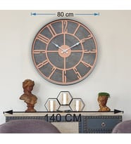 Markakanvas Gri  Metal Kasalı Mermer Desenli  Duvar Saati  ( Çap 50 cm -Çap 80 cm ) (Bakır)