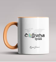 Kişiye Özel Coğrafya Öğretmeni Tasarımlı Siyah Renk Kupa Bardak 6 (Turuncu)