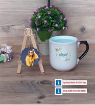 İsme Özel Doğum Günü Hediyesi Kupa Bardak Beyaz ve Fotoğraflı Ahşap Anahtarlık Hediye (Model 10)